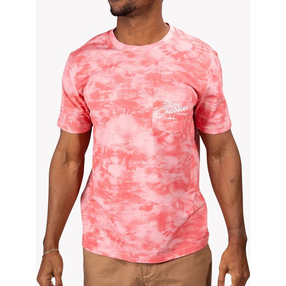 Chubbies Mens The Utah Weekends Only Short Sleeve Coral Tie-Dye T-Shirt Size XXL